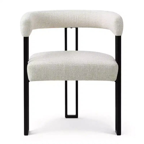 Sedie da pranzo imbottite Beige / Nere / Marroni con braccioli e schienale curvo, set da 4