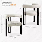 Sedie da pranzo imbottite Beige / Nere / Marroni con braccioli e schienale curvo, set da 4