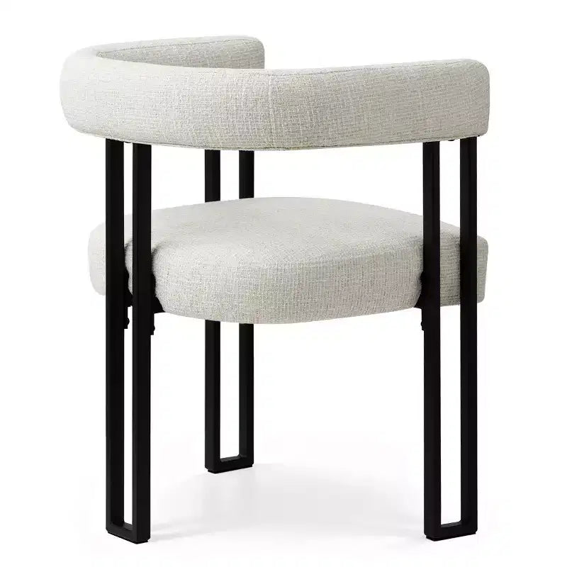 Sedie da pranzo imbottite Beige / Nere / Marroni con braccioli e schienale curvo, set da 4