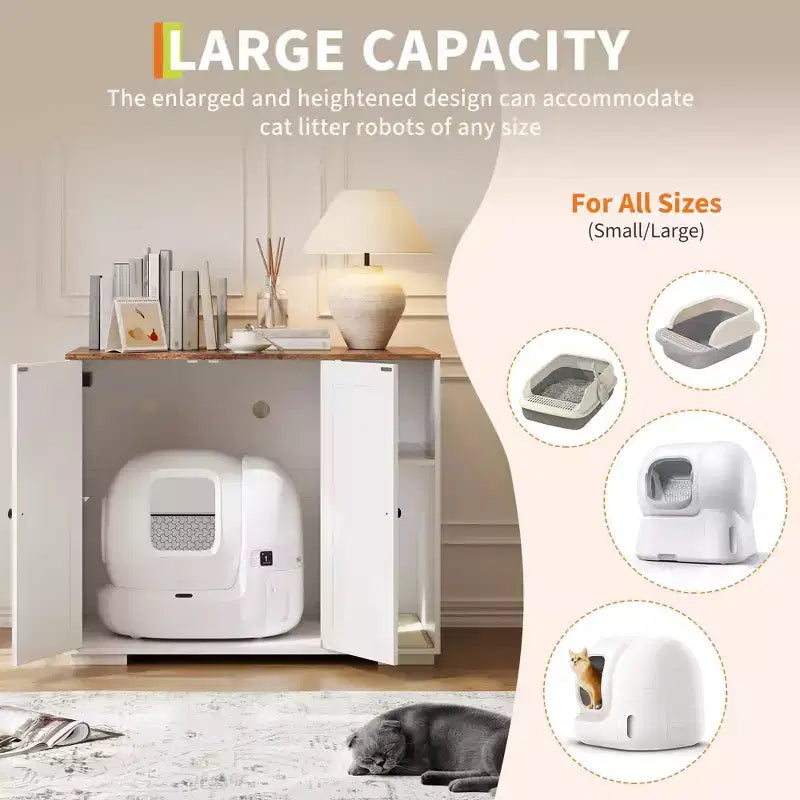Grigio/Bianco, Stile Armadio, Mobile per Lettiera Gatto 1-Posto