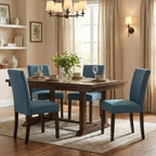 Set di sedie da pranzo imbottite in lino (Blu / Denim / Grigio) – Set da 4 o 6