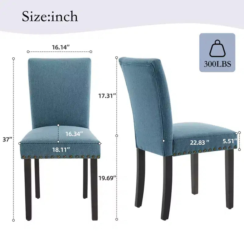 Set di sedie da pranzo imbottite in lino (Blu / Denim / Grigio) – Set da 4 o 6