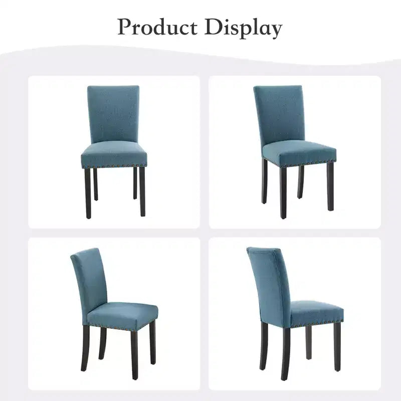 Set di sedie da pranzo imbottite in lino (Blu / Denim / Grigio) – Set da 4 o 6