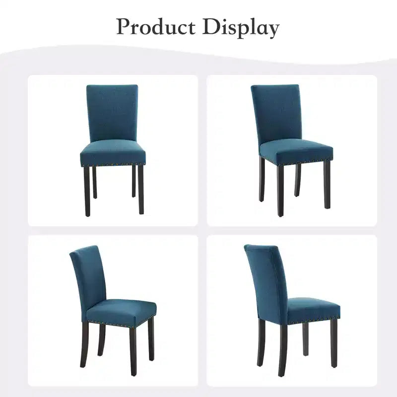 Set di sedie da pranzo imbottite in lino (Blu / Denim / Grigio) – Set da 4 o 6