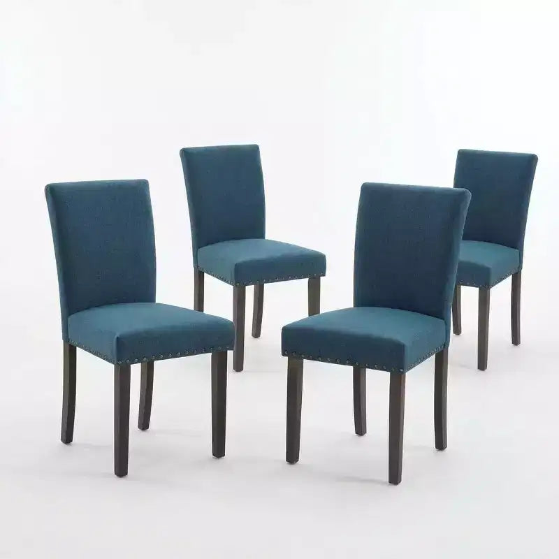 Upholstered Dining Chiar Set, Modern Neoclassic Linen Fabric Chairs wirh Thickened Cushion, Dining Room Living Room Decor