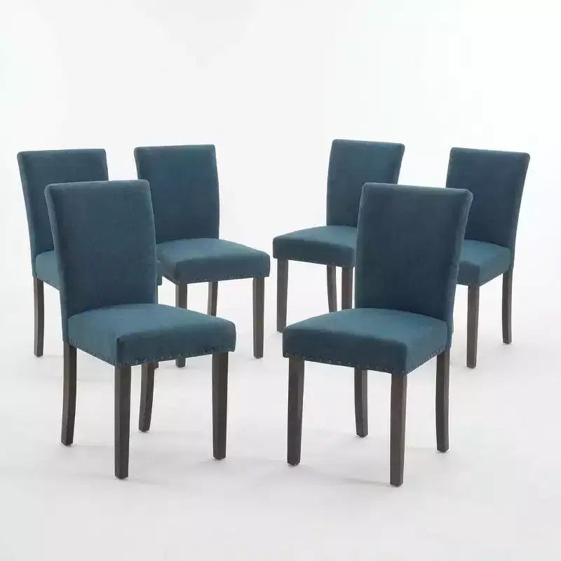 Set di sedie da pranzo imbottite in lino (Blu / Denim / Grigio) – Set da 4 o 6