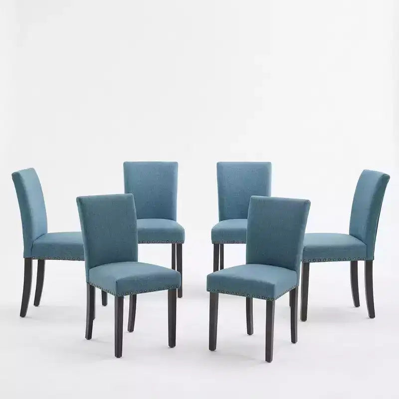 Set di sedie da pranzo imbottite in lino (Blu / Denim / Grigio) – Set da 4 o 6