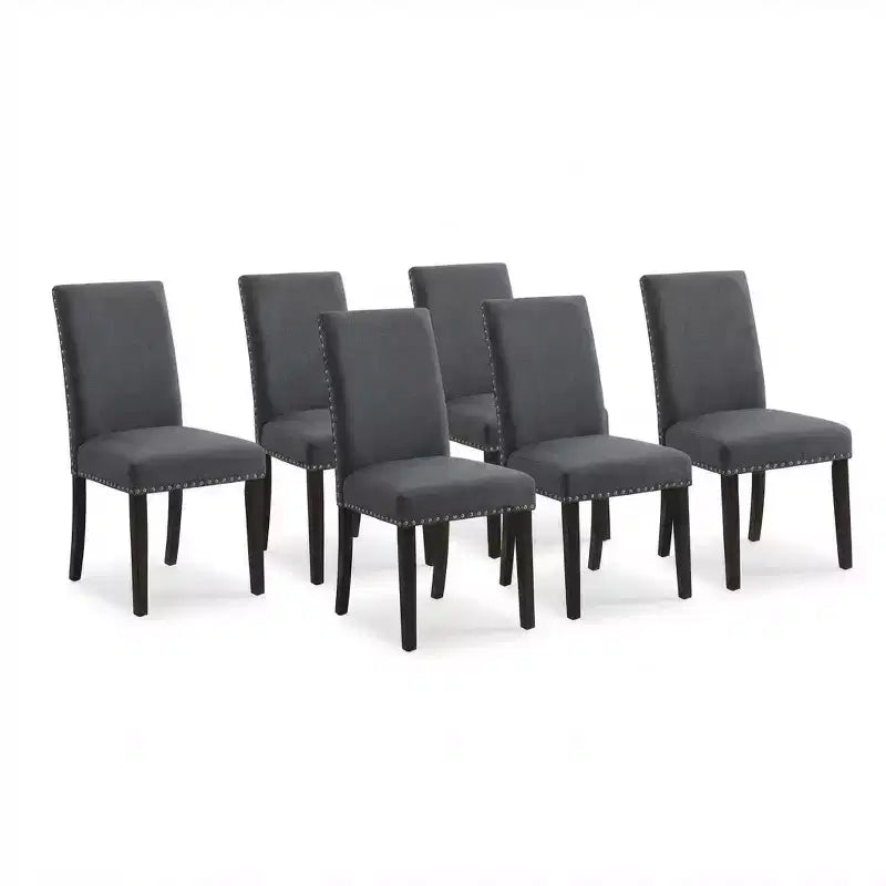 Set di sedie da pranzo imbottite in lino (Blu / Denim / Grigio) – Set da 4 o 6