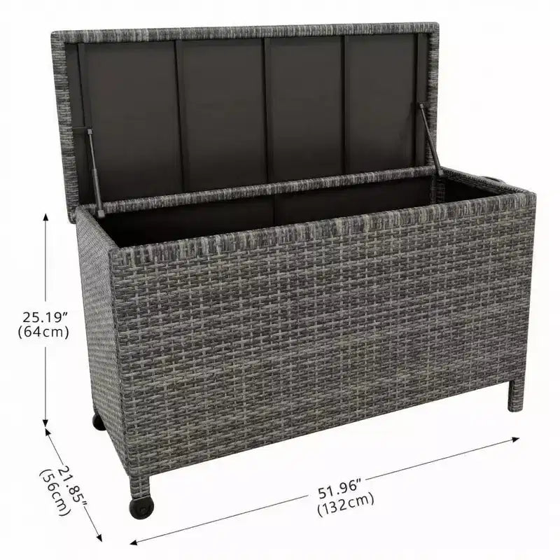 Cesta portaoggetti da esterno in rattan PE Marrone / Grigio con ruote – 473 L, 1 persona