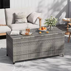Cesta portaoggetti da esterno in rattan PE Marrone / Grigio con ruote – 473 L, 1 persona