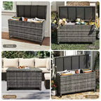 Cesta portaoggetti da esterno in rattan PE Marrone / Grigio con ruote – 473 L, 1 persona