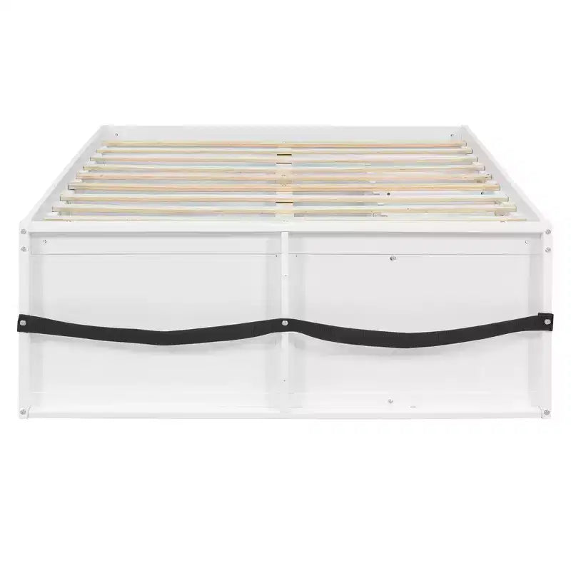 Letto a Piattaforma con Libreria sulla Pediera, Mobiletto a LED e Cassetto Contenitore – Rosa/Bianco o Bianco/Naturale – Matrimoniale/Queen – 1 Persona