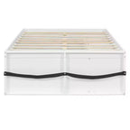Letto a Piattaforma con Libreria sulla Pediera, Mobiletto a LED e Cassetto Contenitore – Rosa/Bianco o Bianco/Naturale – Matrimoniale/Queen – 1 Persona