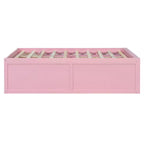 Letto a Piattaforma con Libreria sulla Pediera, Mobiletto a LED e Cassetto Contenitore – Rosa/Bianco o Bianco/Naturale – Matrimoniale/Queen – 1 Persona