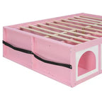 Letto a Piattaforma con Libreria sulla Pediera, Mobiletto a LED e Cassetto Contenitore – Rosa/Bianco o Bianco/Naturale – Matrimoniale/Queen – 1 Persona