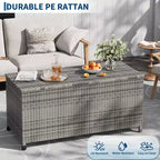 Cassapanca Contenitore da Esterno in Rattan Marrone/Grigio con Ruote – 125 o 185 Galloni, Spostabile da 1 Persona