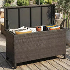 Cassapanca Contenitore da Esterno in Rattan Marrone/Grigio con Ruote – 125 o 185 Galloni, Spostabile da 1 Persona
