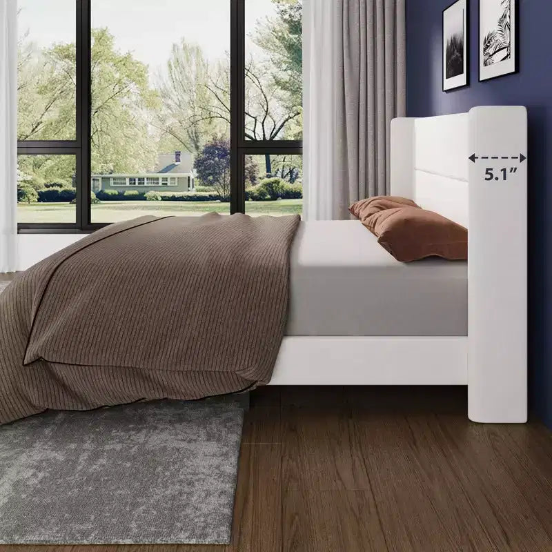 Letto con testiera ad ali imbottita in velluto nero/bianco/grigio – Matrimoniale / Queen / King, 1–2 persone