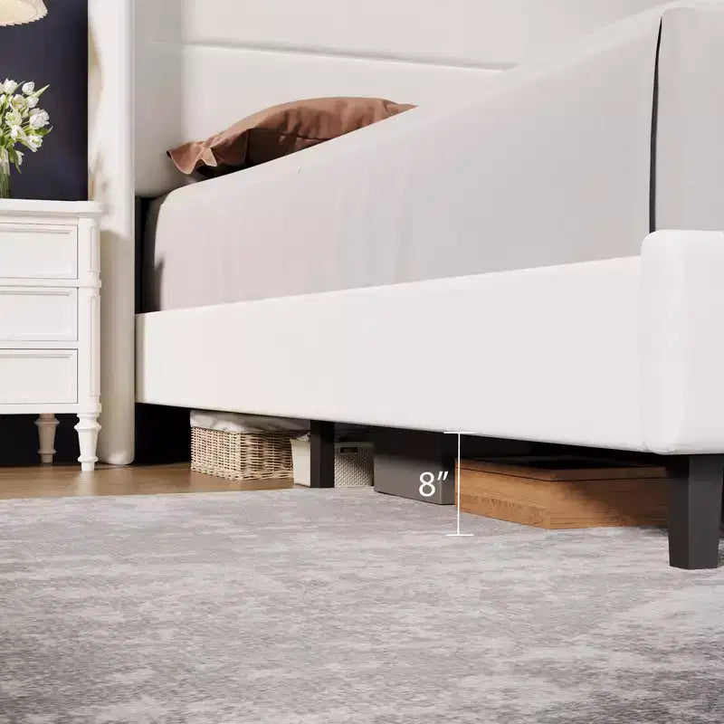 Letto con testiera ad ali imbottita in velluto nero/bianco/grigio – Matrimoniale / Queen / King, 1–2 persone