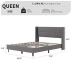 Letto con testiera ad ali imbottita in velluto nero/bianco/grigio – Matrimoniale / Queen / King, 1–2 persone
