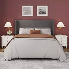 Letto con testiera ad ali imbottita in velluto nero/bianco/grigio – Matrimoniale / Queen / King, 1–2 persone