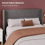 Letto con testiera ad ali imbottita in velluto nero/bianco/grigio – Matrimoniale / Queen / King, 1–2 persone