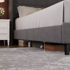 Letto con testiera ad ali imbottita in velluto nero/bianco/grigio – Matrimoniale / Queen / King, 1–2 persone