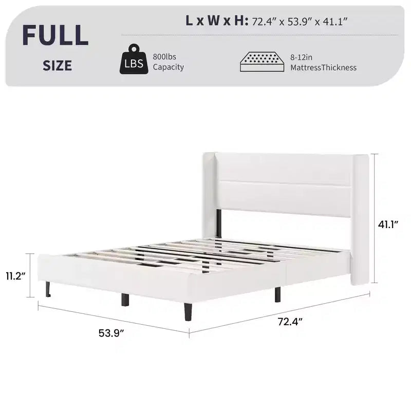 Letto con testiera ad ali imbottita in velluto nero/bianco/grigio – Matrimoniale / Queen / King, 1–2 persone