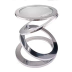 Tavolino Rotondo in Vetro e Alluminio Argentato, 1 Pezzo