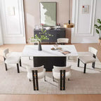 Set Tavolo da Pranzo Bianco – Sedie Imbottite, 4 o 6 Posti