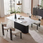 Beige Faux Marble Coffee Table - 33 Sintered Stone Top & Solid Wood Base, Modern Style Round Coffee Circle Table for Living Room- Morden Fort