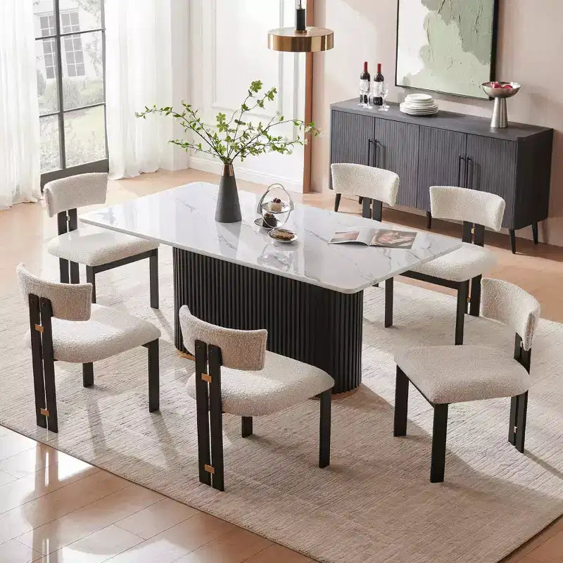 Set Tavolo da Pranzo Bianco – Sedie Imbottite, 4 o 6 Posti