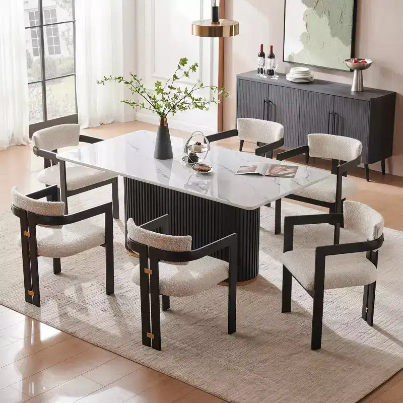 Set Tavolo da Pranzo Bianco – Sedie Imbottite, 4 o 6 Posti