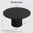 Tavolo da pranzo rotondo nero per 4 persone, base a piedistallo ondulata, 119 cm