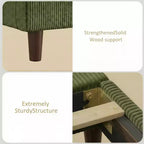 Letto a piattaforma Wingback in velluto a coste Beige / Verde / Grigio – Queen, Adatto per 1–2