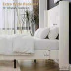 Letto a piattaforma Wingback in velluto a coste Beige / Verde / Grigio – Queen, Adatto per 1–2