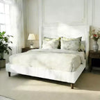 Dyonery Queen Corduroy Upholstered Platform Bed Frame with 56 Tall Wingback Headboard, Solid Wood Legs, No Box Spring Needed & Easy Assembly