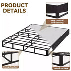 Base letto a piattaforma Queen in metallo nero, supporto a doghe in acciaio, altezza 5"/9"