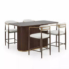 Nero/Beige e Noce/Beige | Set da pranzo 5 pezzi altezza bancone | 4 posti a sedere