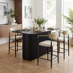 Nero/Beige e Noce/Beige | Set da pranzo 5 pezzi altezza bancone | 4 posti a sedere