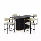 Nero/Beige e Noce/Beige | Set da pranzo 5 pezzi altezza bancone | 4 posti a sedere