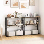 Tavolo consolle a 2 ripiani da 91 cm, Marrone/Bianco, Struttura in metallo, Stile industriale