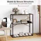 Tavolo consolle a 2 ripiani da 91 cm, Marrone/Bianco, Struttura in metallo, Stile industriale