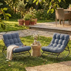 2pc Rocking Chair, Outdoor Lounge Chairs with Thick Waterproof Cushion, 300lbs Heavy Duty Metal Patio Rocking Chair for Garden, Porch, Nursery, Grey