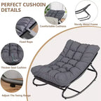 Poltrona Papasan grigia a dondolo, set da 2 – Esterno/Interno, capacità 136 kg