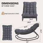 Poltrona Papasan grigia a dondolo, set da 2 – Esterno/Interno, capacità 136 kg