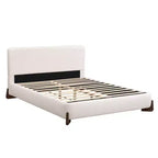Struttura letto imbottita White Queen, tessuto Terry, gambe in legno, 1 persona