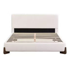 Struttura letto imbottita White Queen, tessuto Terry, gambe in legno, 1 persona