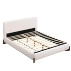Struttura letto imbottita White Queen, tessuto Terry, gambe in legno, 1 persona