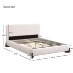Struttura letto imbottita White Queen, tessuto Terry, gambe in legno, 1 persona